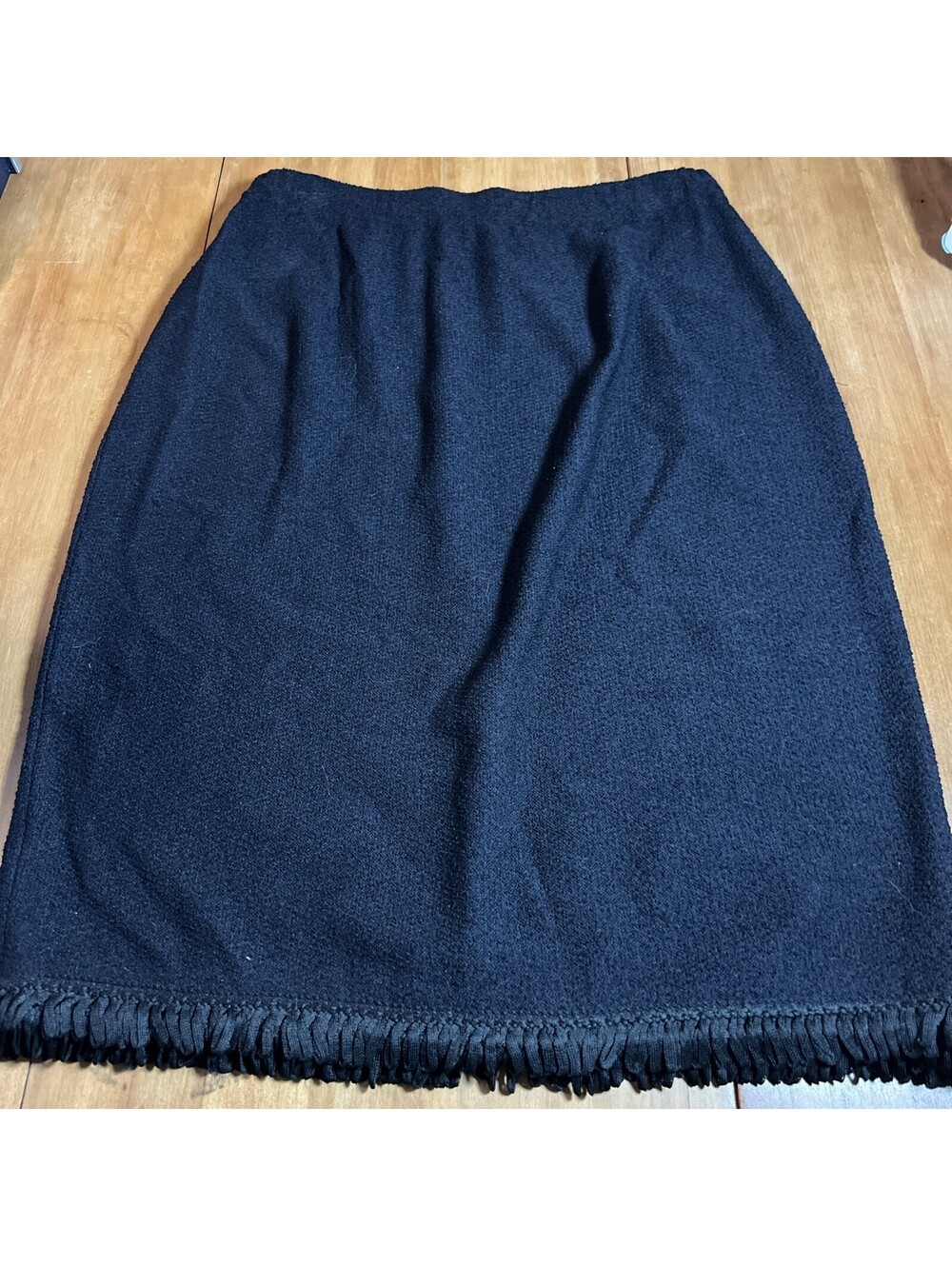 Vintage St. John Pull On Black Midi Skirt Size 8